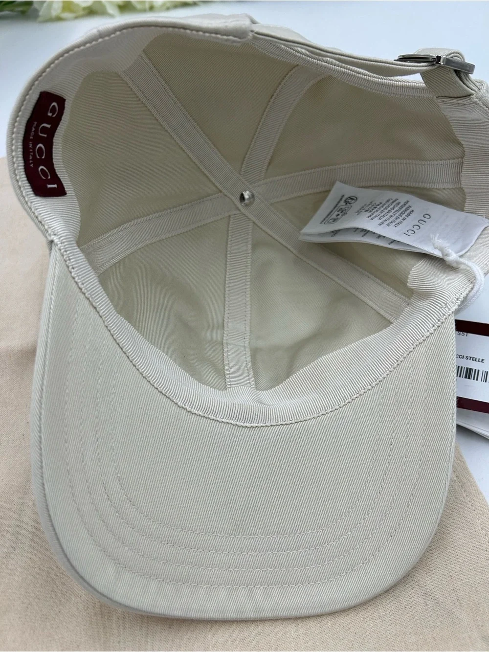 Unisex, Gucci, cotton embroidered logo baseball cap size medium adjustable